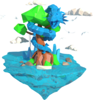 A dragon wrapped around a tree. 3D rendering of a low polygon model png