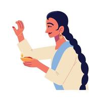 hindu woman view side vector