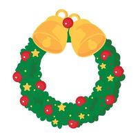 christmas wreath and bells vector