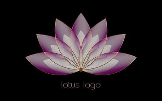 Purple Lotus logo, Flower of Life. Sacred Geometry. Symbol of Harmony and Balance. Sign of purity. Chakra Yoga design vector isolated on black background