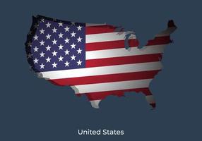 United States flag. Paper cut style design of official world flag. Map concept. Fit for banner, background, poster, anniversarry template, festival holiday, independent day. Vector eps 10