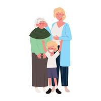 family grandmother mom and son vector