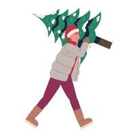 hombre con arbol de navidad vector