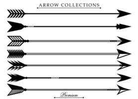 Arrows icon set for border vintage design. Classic ornate element vector. Vintage feather of arrows collection. Vector eps 10.