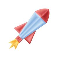 rocket startup paper art vector