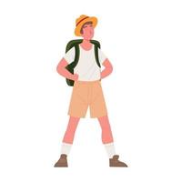 traveler man with backpack vector