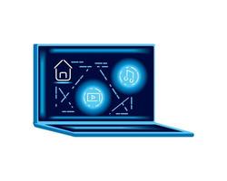 smart home with laptop vector