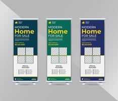 Simple and modern home for sale roll up banner template vector