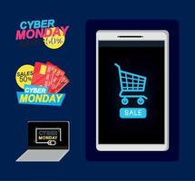 cyber monday, icon collection vector