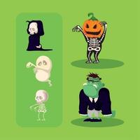 set of halloween characters vector