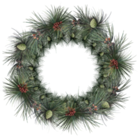 couronne de branches de pin, illustration de guirlande de noël png