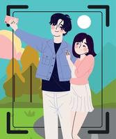 picture of couple korea vector