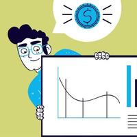 business man and chart report vector