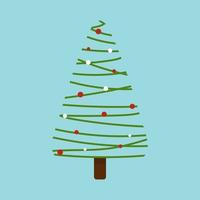Christmas tree isolated on blue background. Vector illustration Christmas concept. Perfect for Christmas and New Year cards.