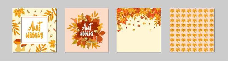 Vector set autumn leaves in the background and seamless patterns of falling leaves BackgrounD