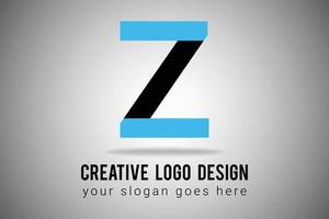 Letter Z Logo in blue and black Color minimal logo design. Creative Z letter Icon Vector Illustration.