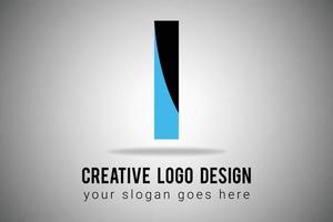 Letter I Logo in blue and black Color minimal logo design. Creative I letter Icon Vector Illustration.