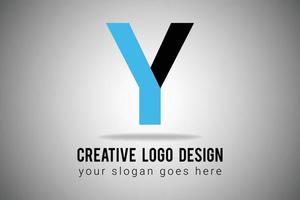 Letter Y Logo in blue and black Color minimal logo design. Creative Y letter Icon Vector Illustration.