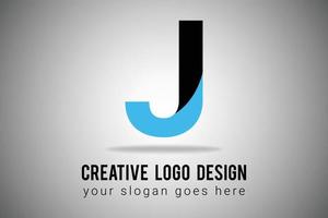 Letter J Logo in blue and black Color minimal logo design. Creative J letter Icon Vector Illustration.