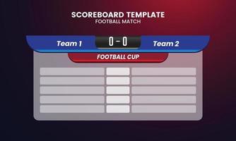 Modern Football scoreboard and global stats broadcast graphic soccer template vector