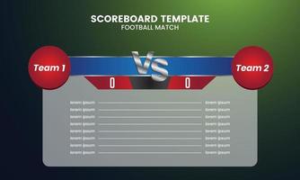 marcador de fútbol y plantilla de fútbol gráfico de transmisión de estadísticas globales vector