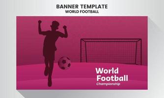 player football jump silhouette banner background world football championship purple theme vector