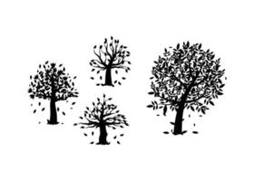 fall tree silhouette vector