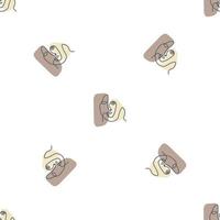 Surreal Faces One Line Seamless Pattern . Abstract Minimalistic Art design for print, cover, wallpaper, Minimal and natural wall art. Vector illustration on white background.