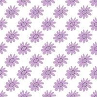 Floral seamless vector pattern with flowers. Spring flora. Simple hand-drawn kids style. Pretty ditsy for fabric, textile, wallpaper. Digital paper in white background