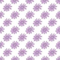 Floral seamless vector pattern with flowers. Spring flora. Simple hand-drawn kids style. Pretty ditsy for fabric, textile, wallpaper. Digital paper in white background