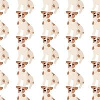 Cute dogs Jack Russell Terrier. Fanny animals . Vector hand drawn seamless pattern. Perfect for baby, kids apparel, print design, textile. White background.