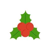 Vector illustration of cartoon Christmas holly isolated on white background.