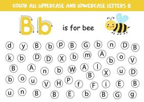 Find and color all letters B. Educational worksheet for learning alphabet. vector