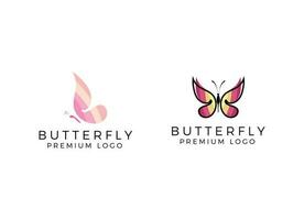 Butterfly logo. Luxury line logotype design. vector