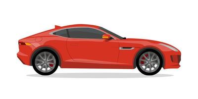 Ilustración de coche deportivo vector rojo aislado sobre fondo blanco.
