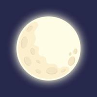 la luna llena brilla en el cielo azul. icono, estilo de dibujos animados vector