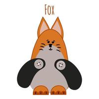 Vector cartoon style orange Fox character for animation. Isolated on white background. The hero of the fairy tale Teremok