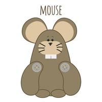Vector cartoon style brown mouse character for animation. Isolated on white background. The hero of the fairy tale Teremok