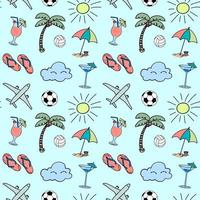 Seamless pattern.Vector illustration in cartoon doodle style of summer icons vector