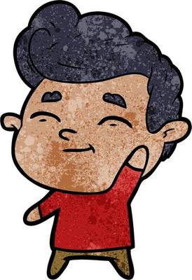 Retro grunge texture cartoon happy man