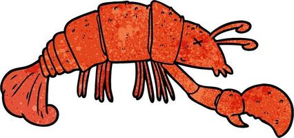 Retro grunge texture cartoon cute lobster vector