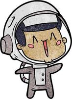 Retro grunge texture cartoon spaceman laughing vector