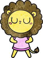 Retro grunge texture cartoon cute female lion vector