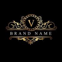 v plantilla de logotipo de lujo con letra inicial en arte vectorial para restaurante, realeza, boutique, hotel, heráldica, joyería, moda y otras ilustraciones vectoriales. vector