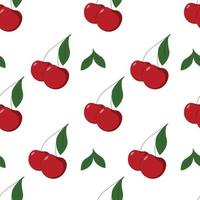 Red cherries seamless pattern, vector repeating pattern floral motifs