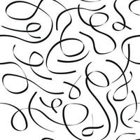 Black and white doodle seamless abstract background, calligraphic lines pen drawing by hand vector