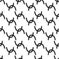 Black and white doodle pattern, seamless background with arc elements, minimalist hand drawn print vector