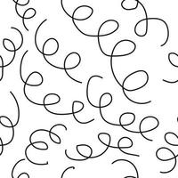 Spiral doodles seamless background, black and white hand drawn pattern, minimalistic vector