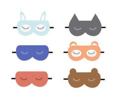 Set of sleep masks of different colors. Vector isolated objects for site design or clipart