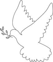 arte de línea de pájaro de paz, símbolo de paz, boceto, dibujo de una línea, silueta vector